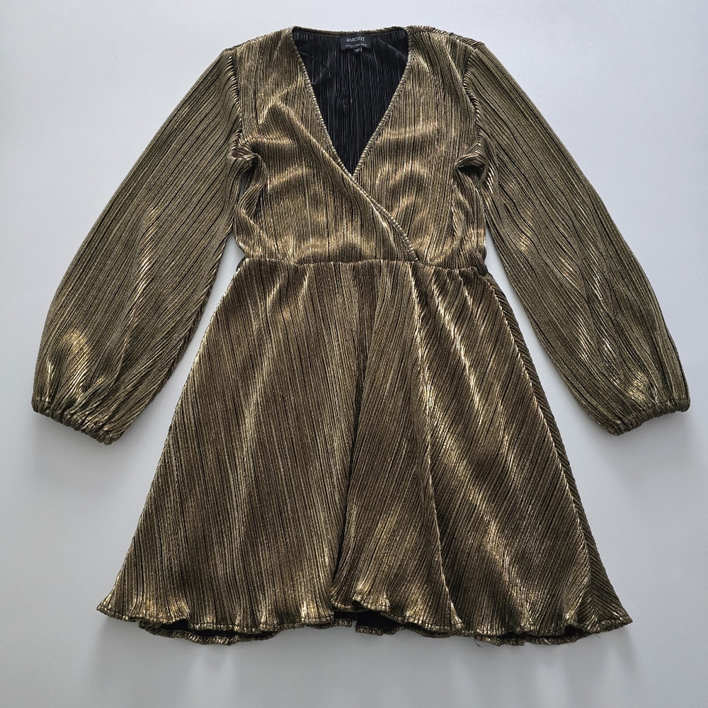 Bardot Belissa Pleat Dress Long sleeves V-neckline Size 8 - Picture 2 of 13